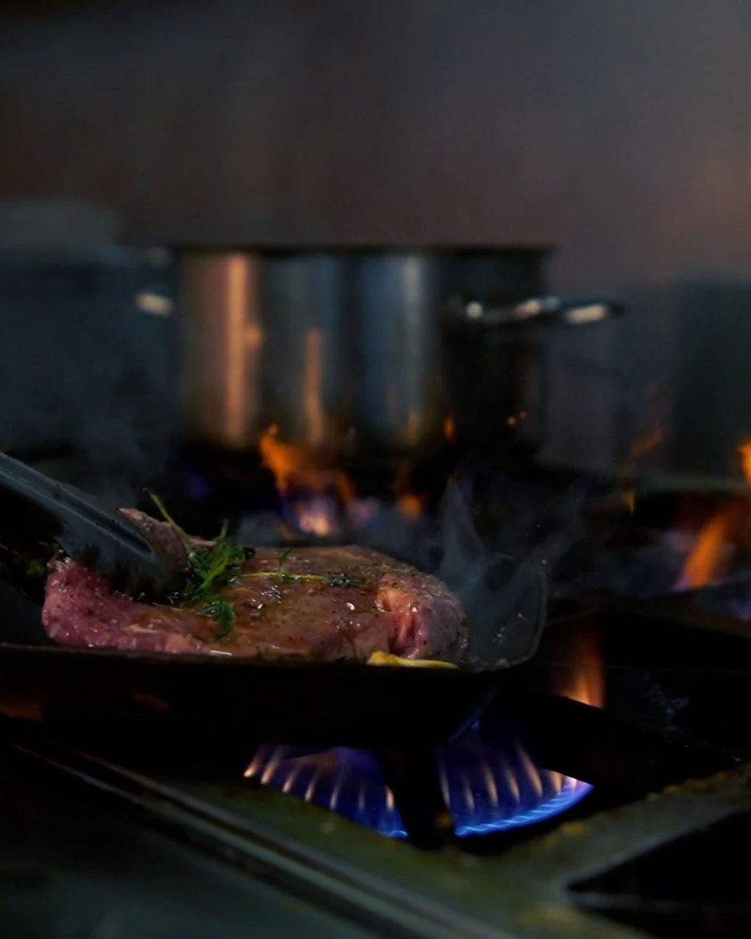 Hyatt Regency Cape Town: a steak seared over the flame in the hotel kitchen